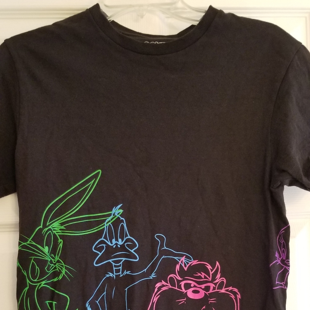 Looney Tunes Neon Characters All Over The Shirt Bottom on the front and …